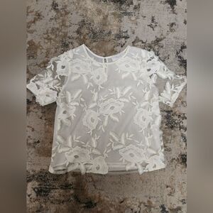 Mossique Cropped Lace Short Sleeve Top